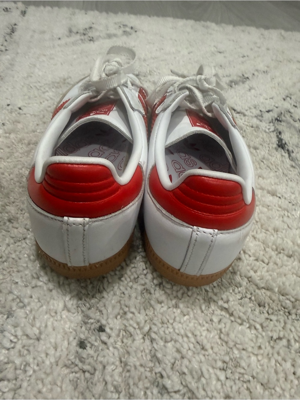 Gender inclusive adidas Samba White Sneakers with Red Stripes and Gum Sole - Picture 4 of 7